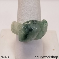 Custom green snake jade ring