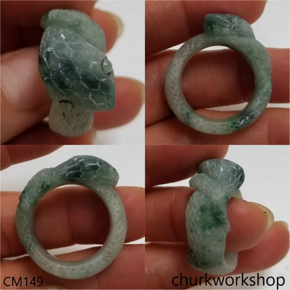 Custom green snake jade ring