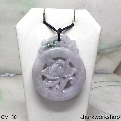 Custom lavender jade lotus pendant