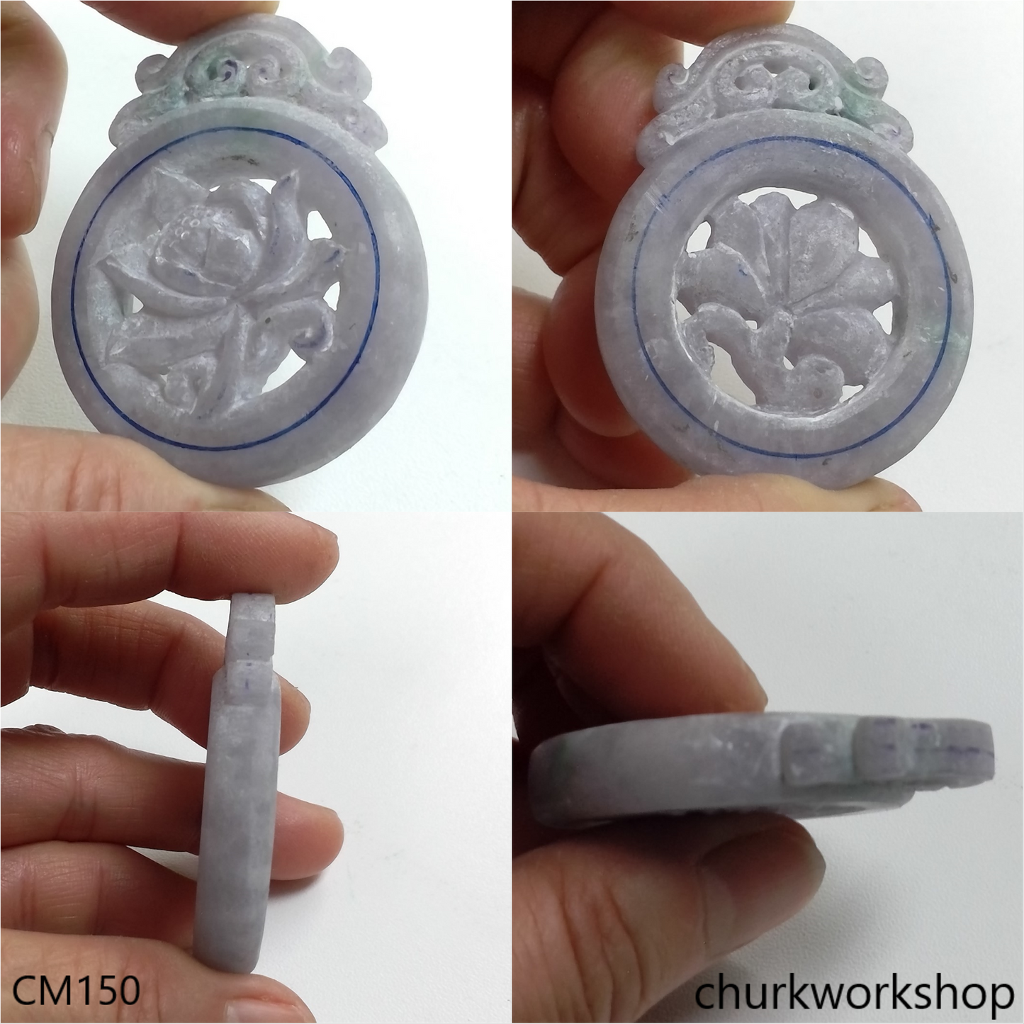 Custom lavender jade lotus pendant