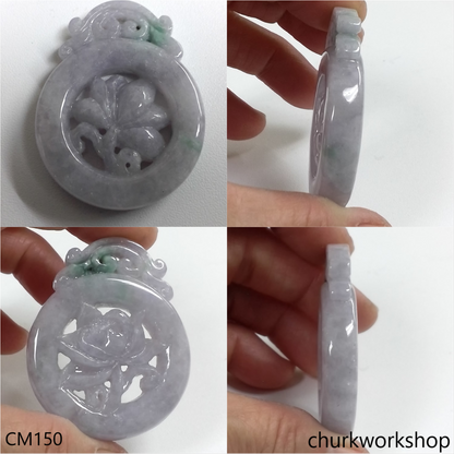 Custom lavender jade lotus pendant