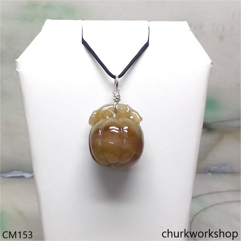Custom cut red jade pumpkin pendant