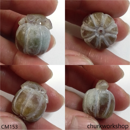 Custom cut red jade pumpkin pendant