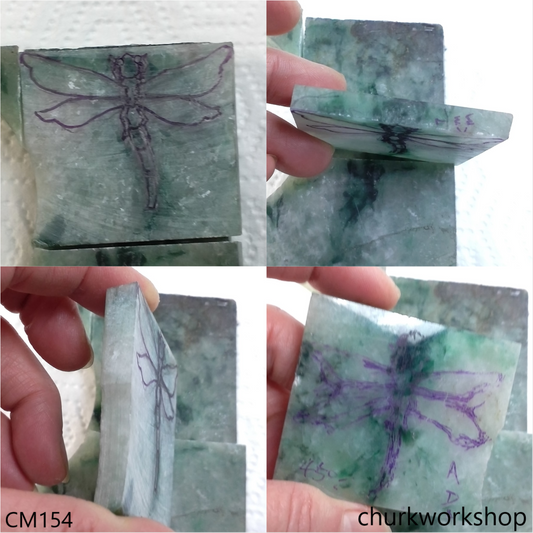 Custom cut bluish green dragonfly pendant