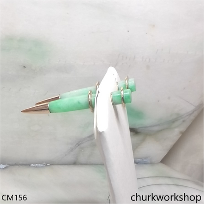 Custom cut light green 14K ear studs