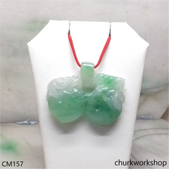 Custom green jade double peaches pendant