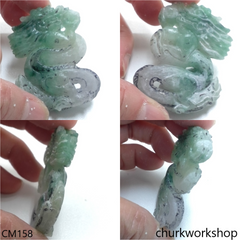 Custom cut Dragon jade pendant with black cord