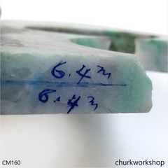 Custom cut white base with bluish green jade band