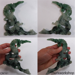 Reserved for Lou  Custom cut Jade Dragon sculpture with custom wood stand