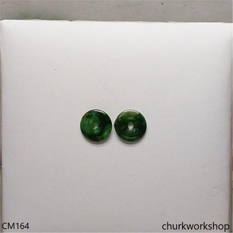 Reserved for Julie     Dark green color jade ear studs