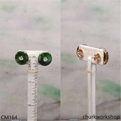 Reserved for Julie     Dark green color jade ear studs