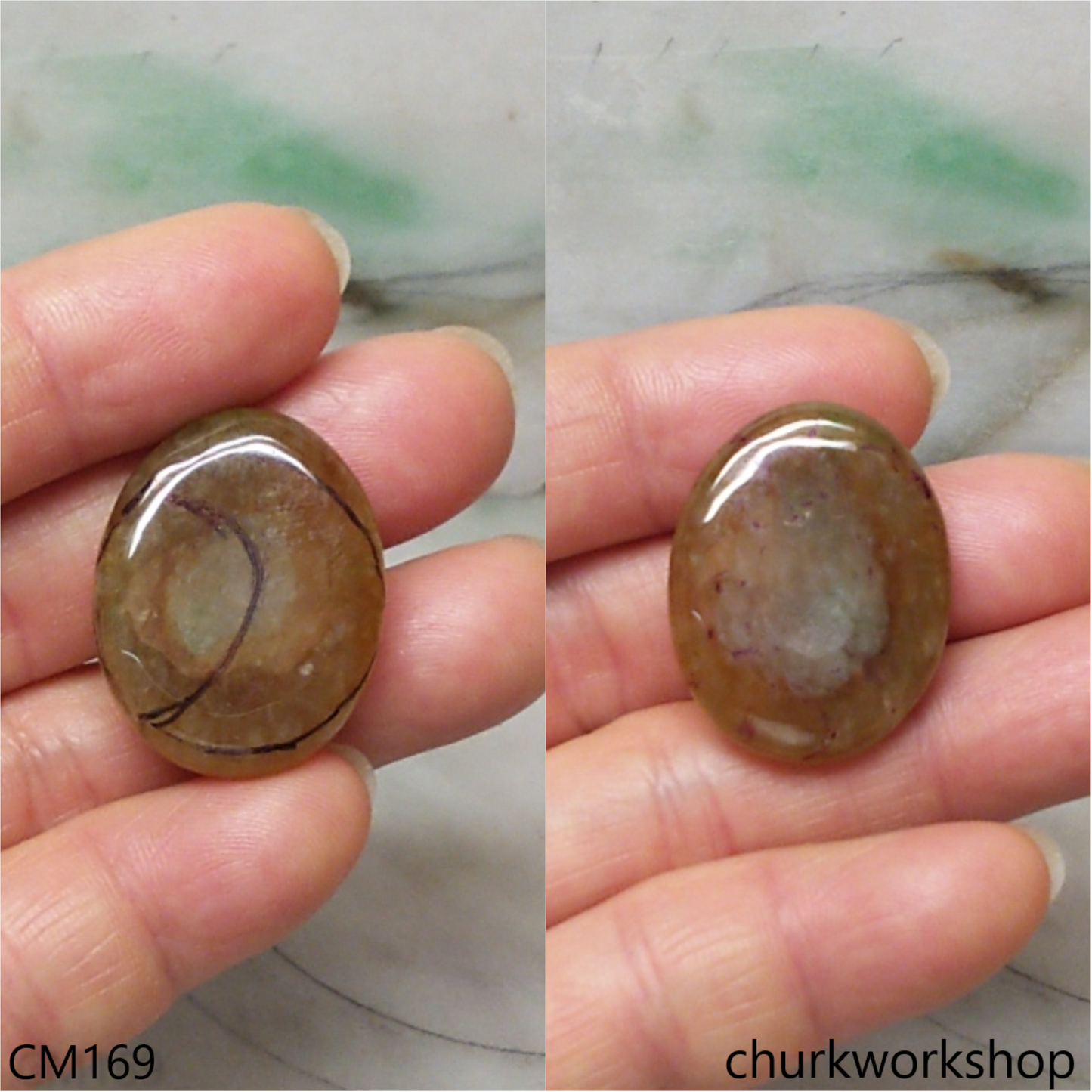 Custom cut brownish crescent moon pendant