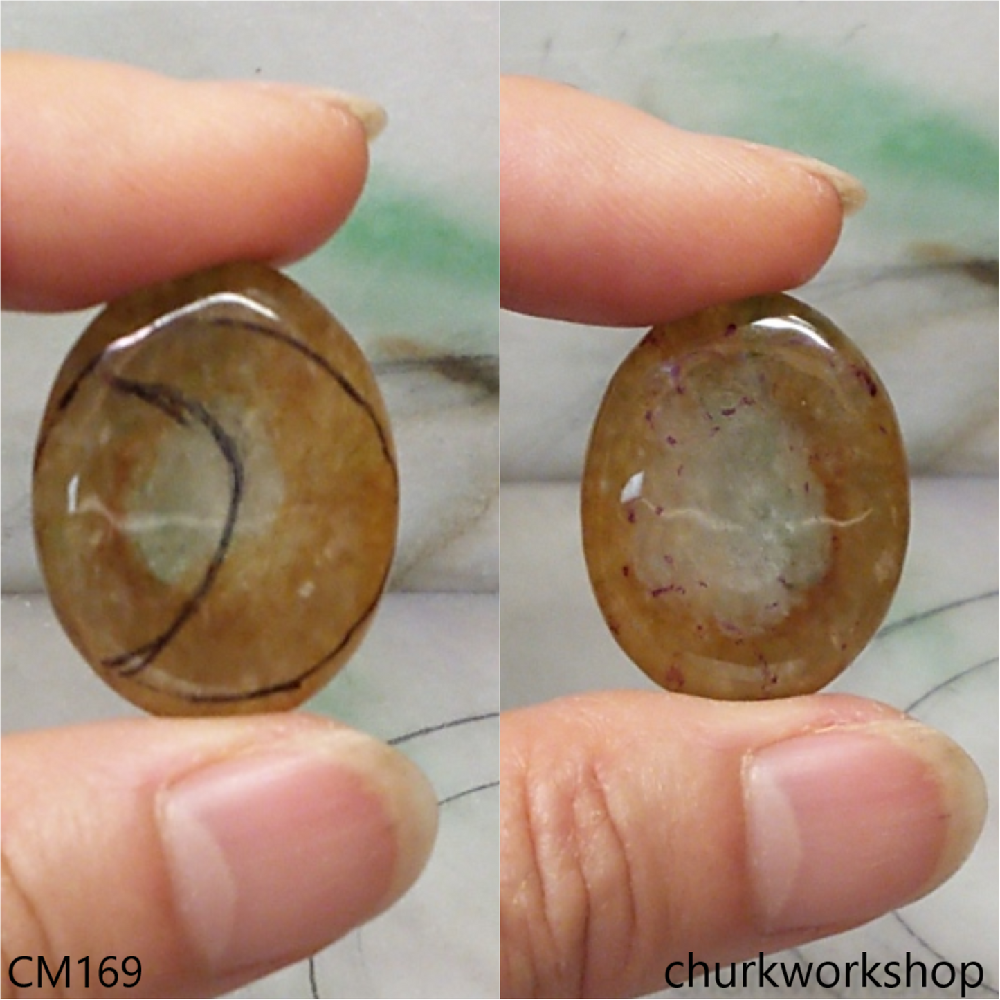 Custom cut brownish crescent moon pendant