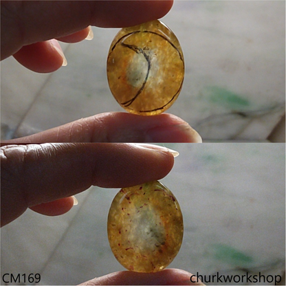 Custom cut brownish crescent moon pendant