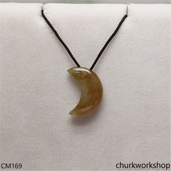 Custom cut brownish crescent moon pendant