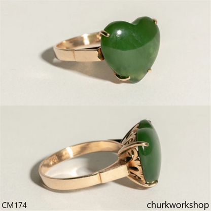 Lavender jade heart silver ring