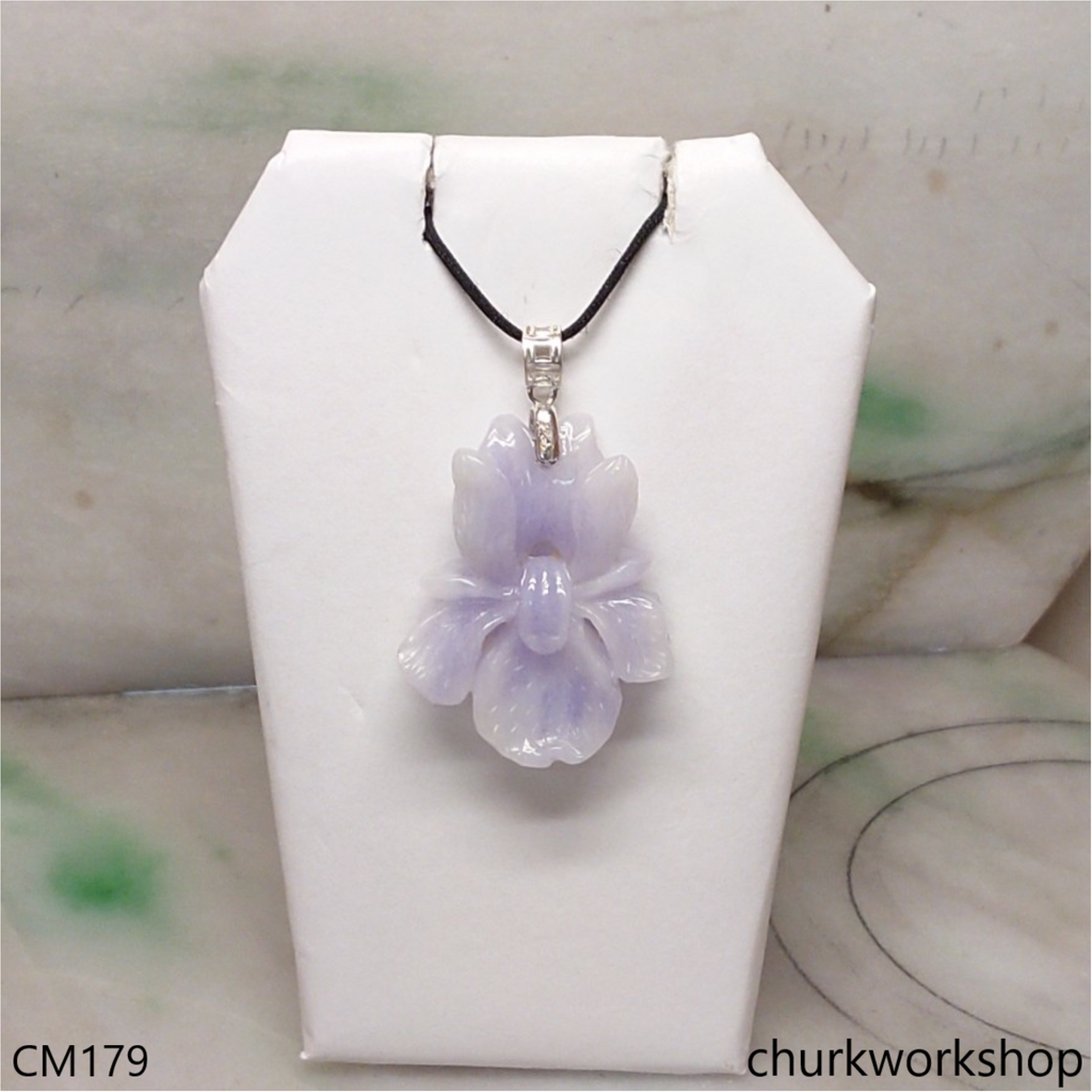Custom made lavender jade iris pendant Churk Work Shop