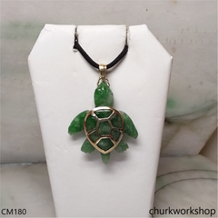 Custom made green jade turtle pendant