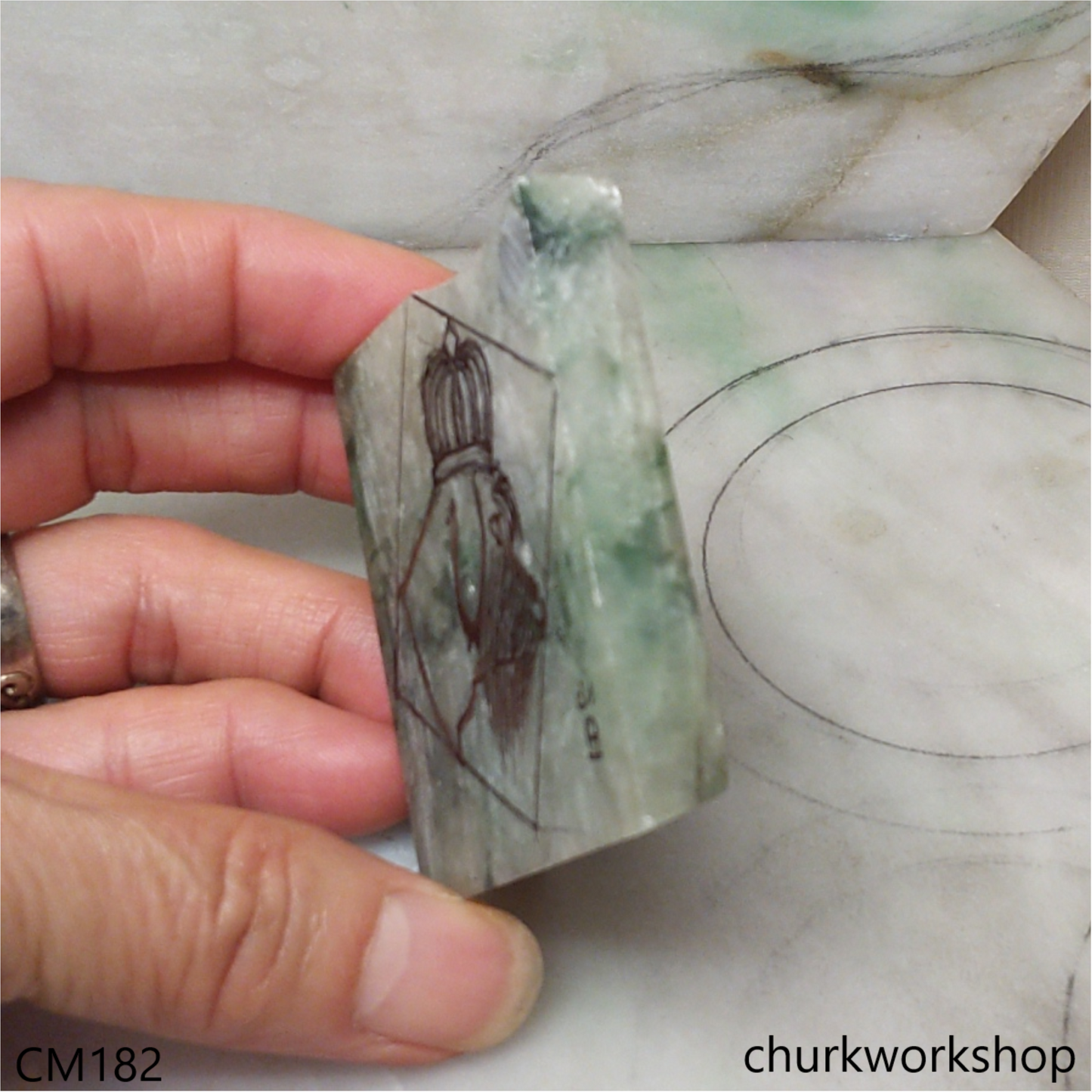 Custom cut Jade dog with crown