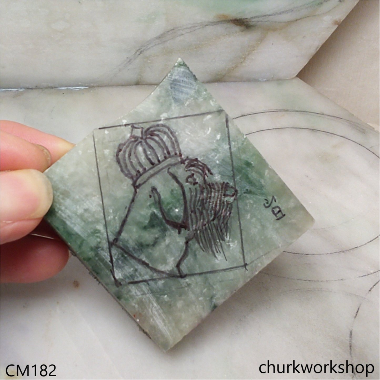 Custom cut Jade dog with crown
