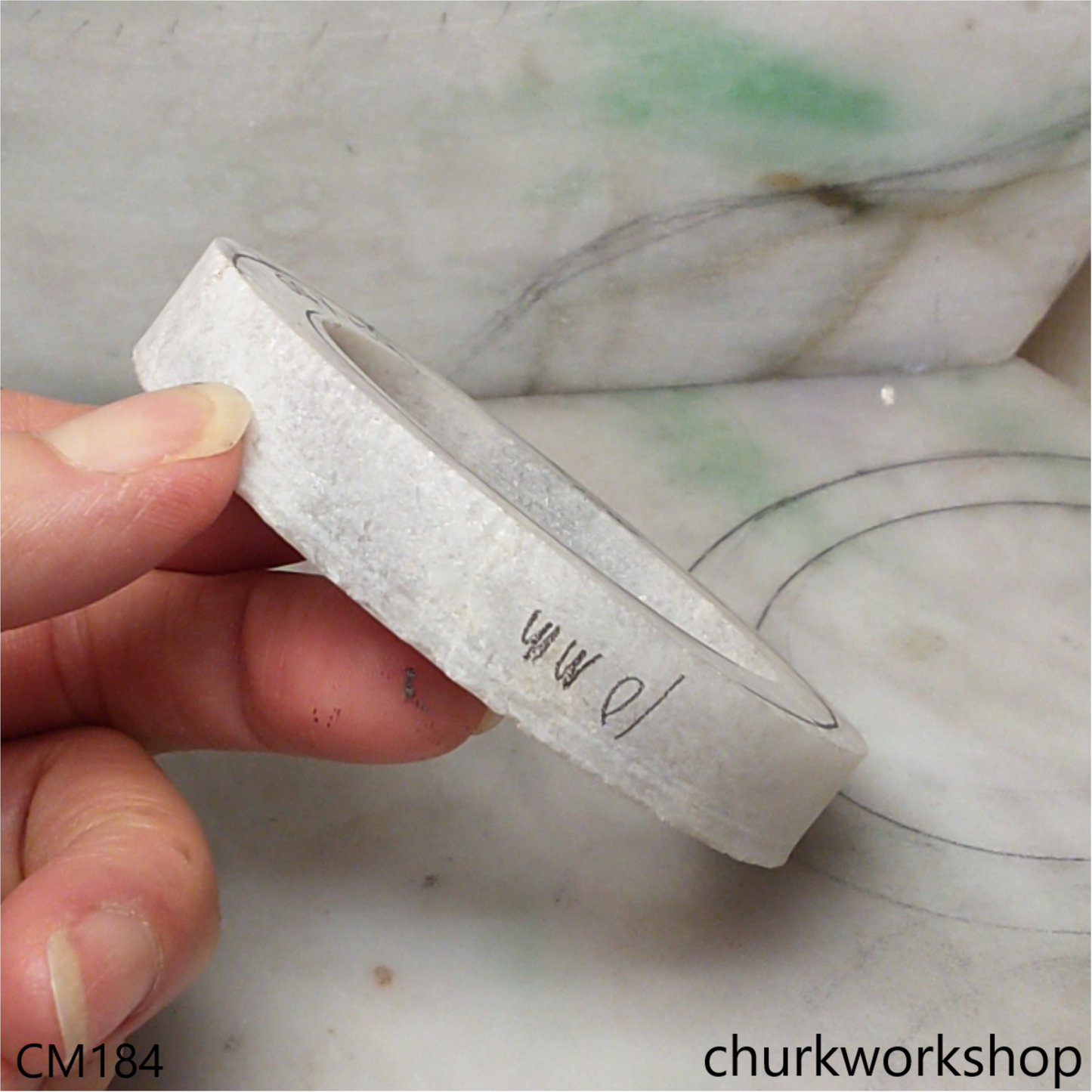 Custom cut light lavender oval jade bangle