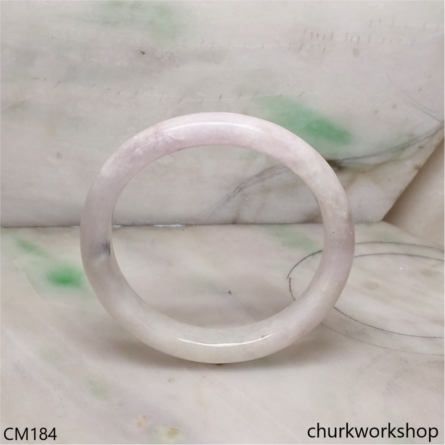 Custom cut light lavender oval jade bangle