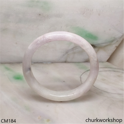 Custom cut light lavender oval jade bangle