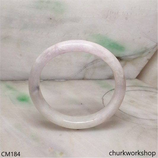 Custom cut light lavender oval jade bangle