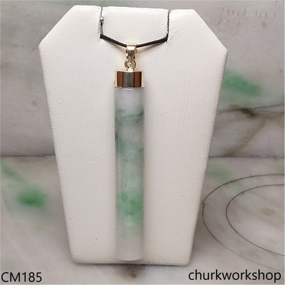 Custom cut light green jade cylinder