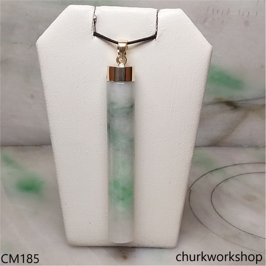Custom cut light green jade cylinder