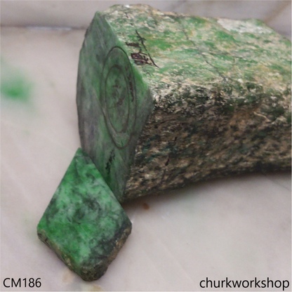 Custom cut  green jade ring 2 pcs