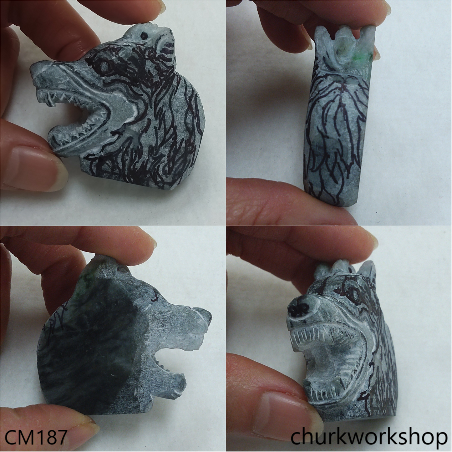 Custom cut Jade wolf