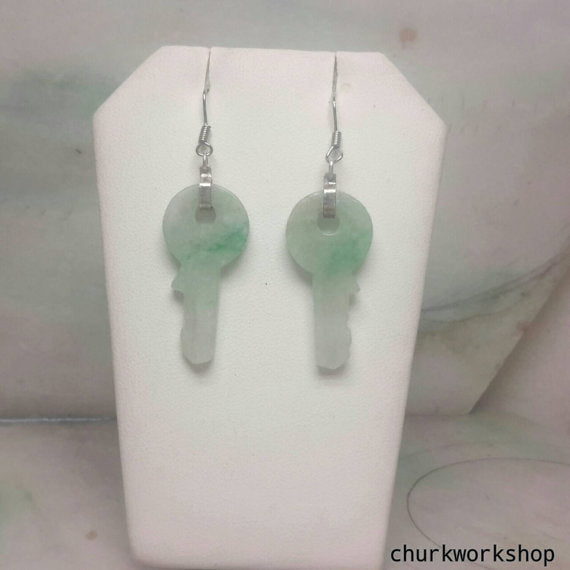 Jade key earrings
