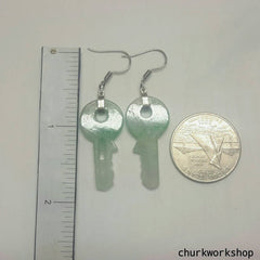 Jade key earrings