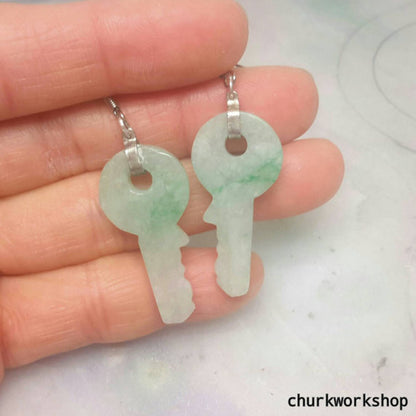 Jade key earrings