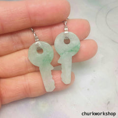 Jade key earrings