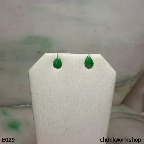 Green jade ear studs