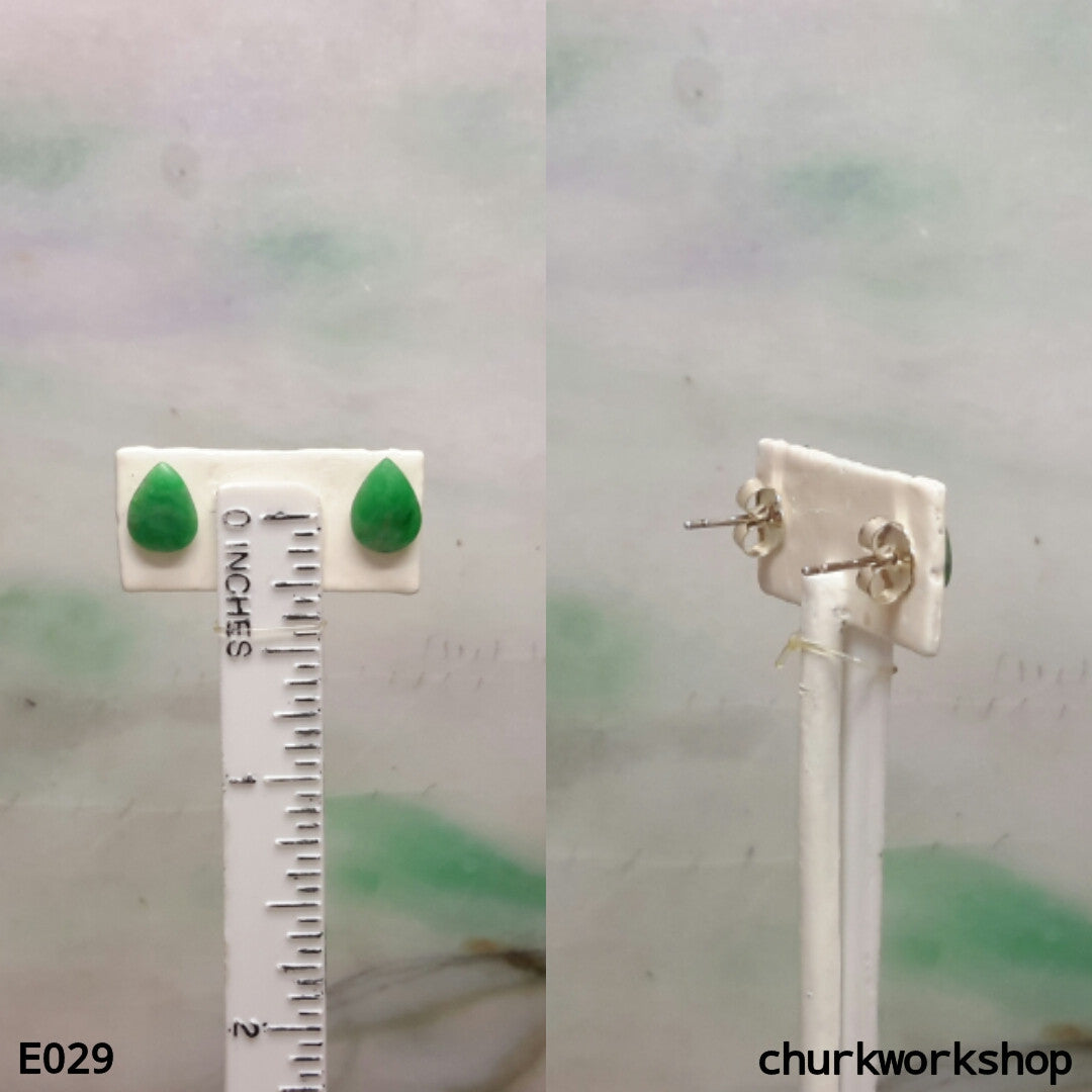 Green jade ear studs