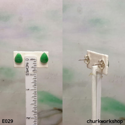 Green jade ear studs