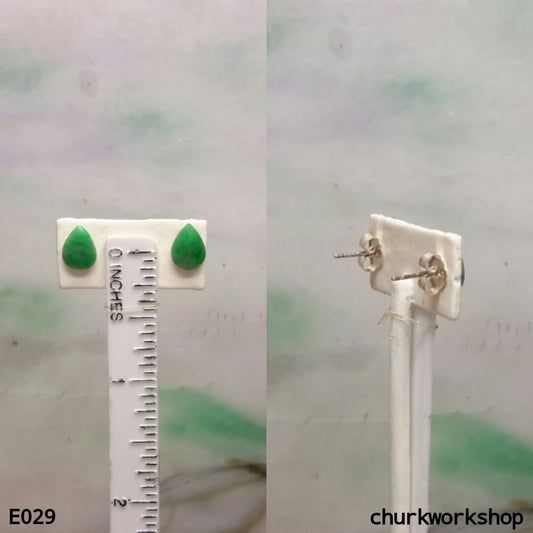 Green jade ear studs