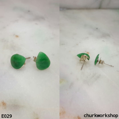 Green jade ear studs