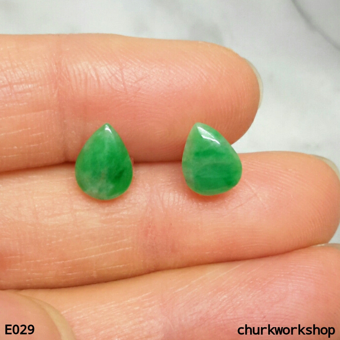Green jade ear studs