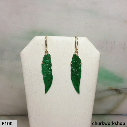 14K dangling jade earring