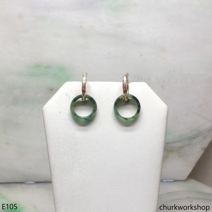Green jade earrings, gold jade earrings