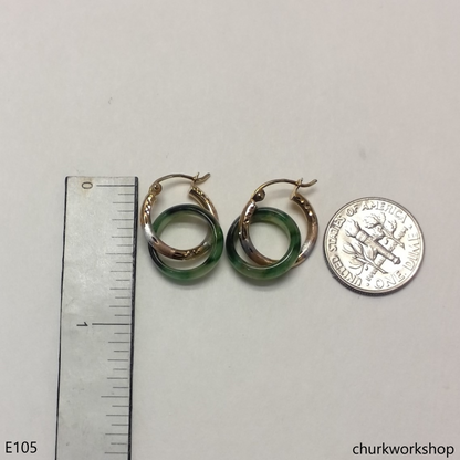 Green jade earrings, gold jade earrings