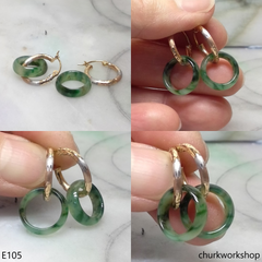 Green jade earrings, gold jade earrings