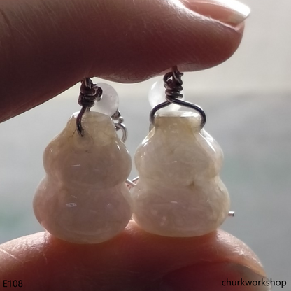 Pale lavender mix yellowish jade gourd ear hooks
