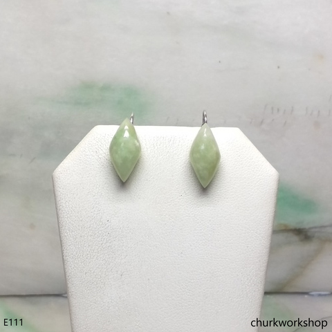 Light green color jade earrings lever back