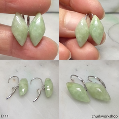 Light green color jade earrings lever back