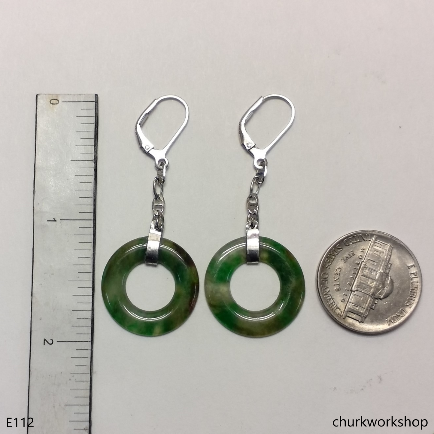 Dark green jade earrings
